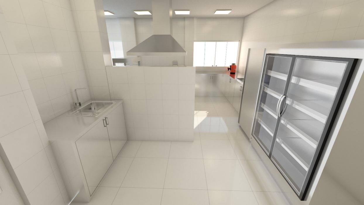 Projeto de cozinha profssional com 42,0m² para lanchonete.