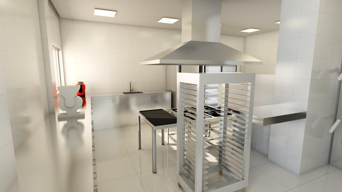 Projeto de cozinha profssional com 42,0m² para lanchonete.